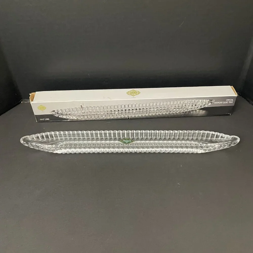Shannon by Godinger Harmony Crystal Olive Tray 16 1/8